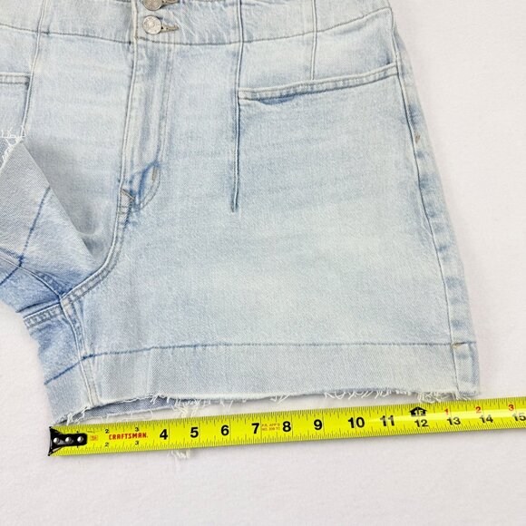 M Jeans Women's Blue A-Line Shortie Denim Shorts Size 16 High Rise Raw Hem NWOT - Picture 10 of 10